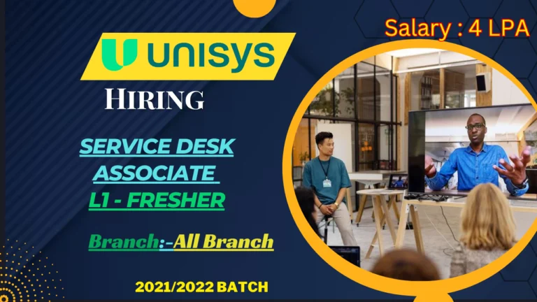 Unisys Service Desk Associate L1 - Fresher Job